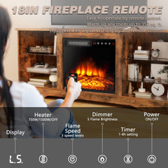 58" Brown Fireplace TV Stand for 65" TV