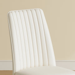 Modern white dining chair, made of high backrest PU material and