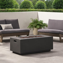 Contemporary Outdoor 40,000 BTU Propane Fire Pit Light Grey MgO