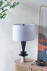 D15x26.7' Black Aluminum Table Lamp with Two Varying Disc Accents and