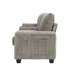 Modern 4-Seater Corduroy Sofa Couch with USB Ports, Hidden Storage