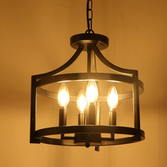 4-Light Farmhouse Chandelier, Modern Hanging Pendant Lighting,