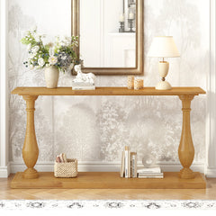 Vintage Sofa Table Console Table with Luxurious Pine Veneer and