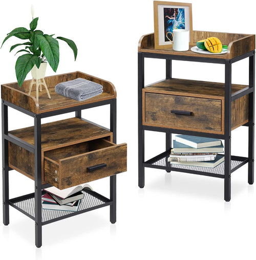 Industrial 3-Tier Nightstand Set
