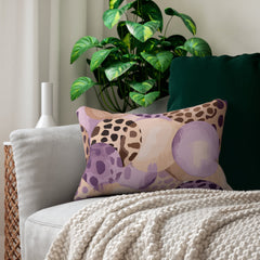 Decorative Lumbar Throw Pillow - Purple Lavender and Brown Spotted