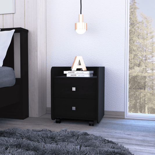 Marsella Modern Nightstand With Casters And Drawers