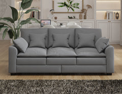 78.7"  Sofa Couch 3-Seater Sofa with Pillows Polyester Upholstery Duck