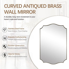 Stainless Steel Metal Frame Wall Mount Vanity Mirror, 22X30 Irregular