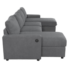 Modern Convertible Sectional Sofa with Storage Chaise Lounges and USB