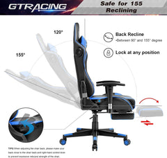 Gaming Chair with Footrest and Bluetooth Speakers Music Video Game