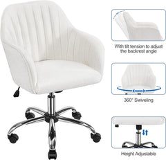 Boucle Vanity Chair Makeup Desk Chair Modern Office Chair Mid Back