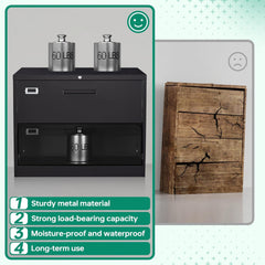 Metal Lateral File Cabinets with Lock,2 Drawer Steel Wide Filing