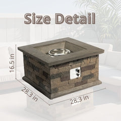 Outdoor Propane Fire Pit Table 28-inch Imitation Stone Square Concrete