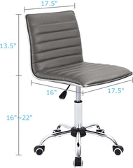 Mid Back Task Chair, Low Back Leather Swivel Office Chair, Vanity