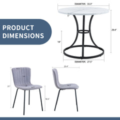 Table and chair set.A Modern Minimalist Circular Dining Table With A