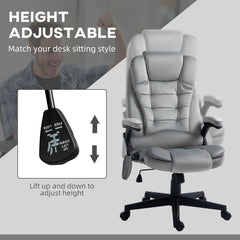 Heated Massage Office Chair, Reclining Velvet, Gray
