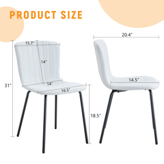 Luxury Minimalist Dining Chairs Set of 4 with Black Metal Legs, White