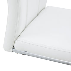 Modern Set of 6 White PU Dining Chairs with High Backrest and Sturdy