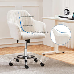 Boucle Vanity Chair Makeup Desk Chair Modern Office Chair Mid Back