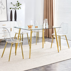 Modern minimalist transparent dining chair, plastic chair, armless