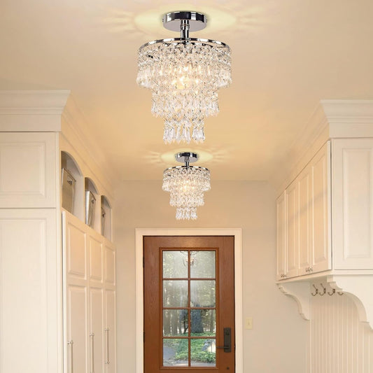Small Crystal Chandelier Led Crystal Ceiling Lights 3 Tiers Crystal
