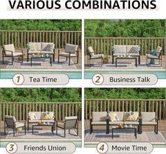 4 Pieces Patio Furniture Sets,Metal Outdoor Patio Furniture