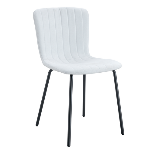 Luxury Minimalist Dining Chairs Set of 4 with Black Metal Legs, White