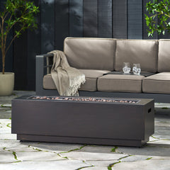Modern Dark Grey 40' Outdoor Iron Propane Fire Pit, 50,000 BTU, Sleek