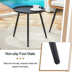 Modern 3-Piece Set: 17.7' Anti-Spill Round Coffee Table + 2 Rattan