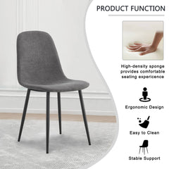 Modern Mid-Century Style Dining Chairs Set of 4 with Soft Linen Fabric