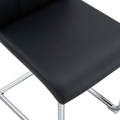 Modern Black PU High Back Dining Chair Set with Sturdy Legs for