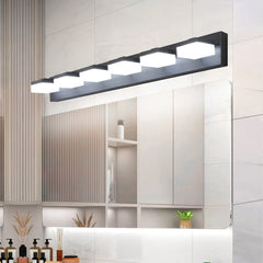 Modern 6-Light Black LED Vanity Mirror Light Fixture For Bathrooms And