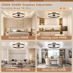 Low Profile Ceiling Fans with Lights and Remote, 19.7In Flush Mount