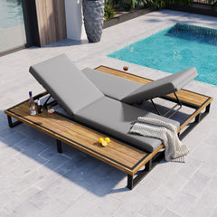 Outdoor Chaise Lounge Chair Set of 2 with 5-Position Adjustable