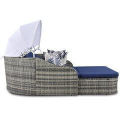 79.9" Outdoor Sunbed with Adjustable Canopy, Daybed With Pillows,