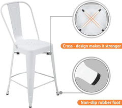 24 Inches Metal Bar Stool Set of 4 Counter Height Barstool with Back