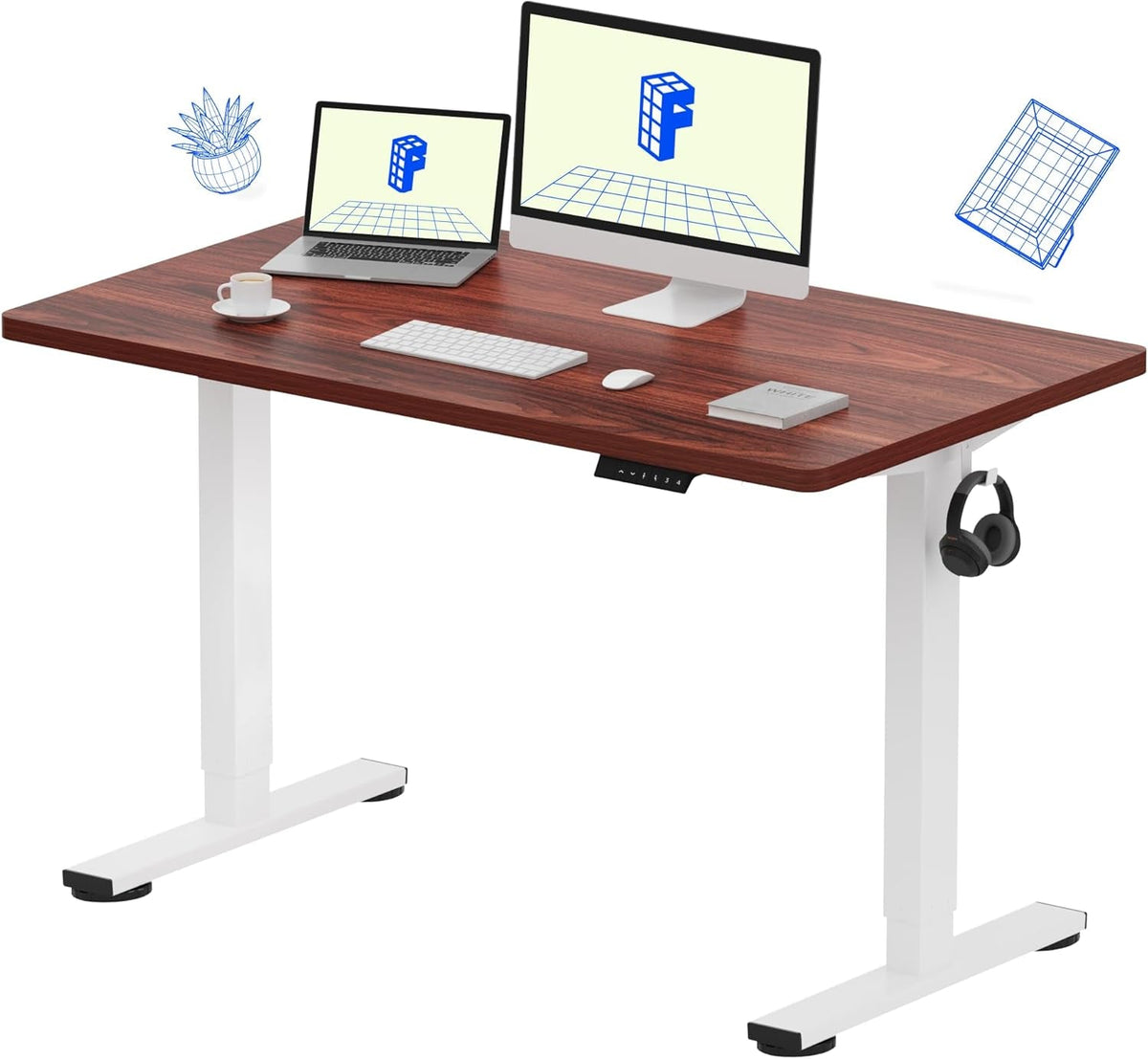 EN1 One Piece Standing Desk 48 X 24 Inch Desktop Electric Adjustable