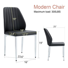 Set of Four Black PU Comfort Dining Chairs (17.7'x25').Dining chair