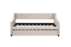 Daybed with Trundle Upholstered Tufted Sofa Bed, with Button and