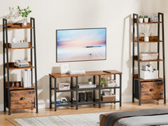 TV Stand, Small TV Console Table with 3-Tier Storage Shelves,