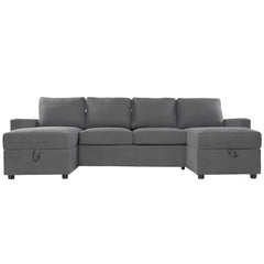 Modern Convertible Sectional Sofa with Storage Chaise Lounges and USB