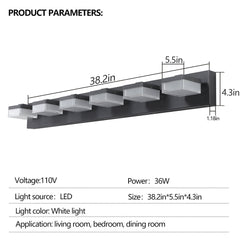 Modern 6-Light Black LED Vanity Mirror Light Fixture For Bathrooms And