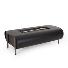 Vernon Rectangle Fire Pit 50,000 BTU Dark Gray Iron 50x25.5x15.25