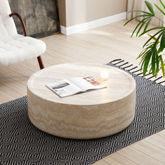 31.49''  Faux MARS Pattern Coffee Tables for Living Room Round Tea