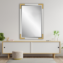 Chloette Large Two-Tone Iron Framed Vanity Wall Mirror