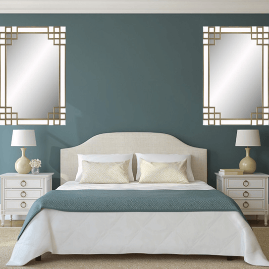 Elegant Glam Overlay Wall Mirror With Beveled Glass And Hand-Painted