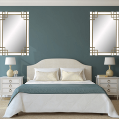 Elegant Glam Overlay Wall Mirror With Beveled Glass And Hand-Painted