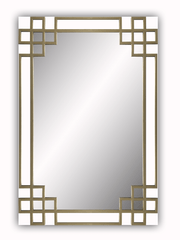 Elegant Glam Overlay Wall Mirror With Beveled Glass And Hand-Painted
