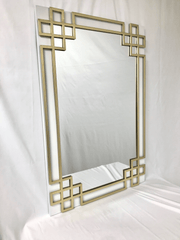Elegant Glam Overlay Wall Mirror With Beveled Glass And Hand-Painted