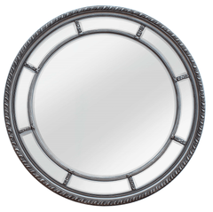 Augusta Silver Finish Circular Wall Mirror With Beveled Glass
